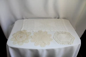 Vintage Crochet Cotton Lace 4-Doilies. Handmade  - Picture 1 of 12