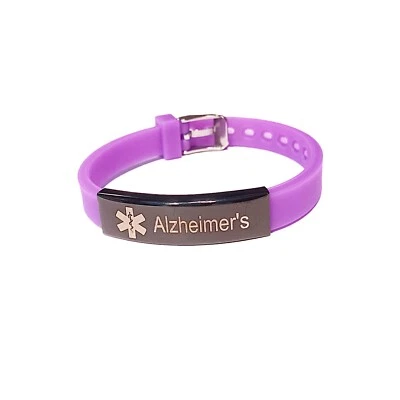 Pulsera Placa Negra Alerta Médica Alzheimer Foto 1 de 3
