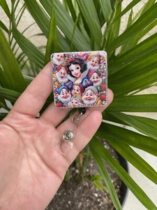 Cute Snow White Retractable Badge Reel Work ID Holder CNA RN Medical Nurse Gift - Picture 1 of 4