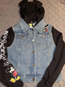 Disney Mickey Mouse Hooded Denium Kids Jacket Size XS - Picture 1 of 8