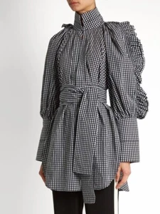  $1.4K ELLERY Angel Face Shirred Ruffle Sleeve Cotton Shirt (AU 6)/Small, NWT  - Picture 1 of 12