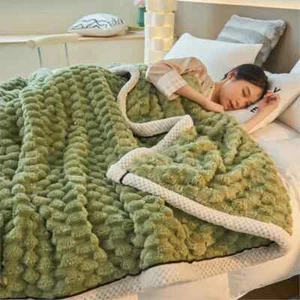 Super Soft Plaid Sleeping Blanket Warm Plush Blankets Sofa Throw Blanket Quilt - Picture 1 of 32