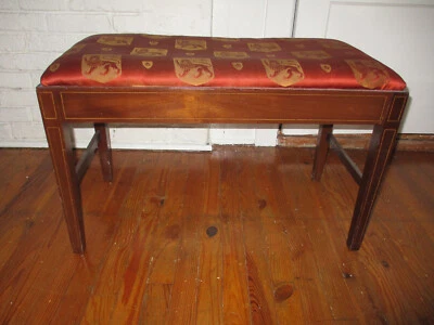 Antiguo banco/banco de tocador Sheraton/Hepplewhite con incrustaciones de caoba Foto 1 de 4