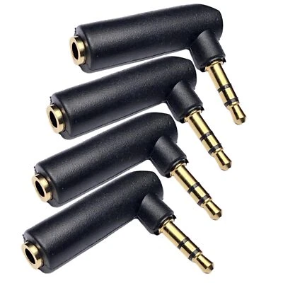 4 Pack 3.5mm Male to Female Audio Adapter 90 Degree TRS Stereo Jack Plug - Image 1 of 4