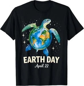 Earth Day 2025 Restore Earth Sea Turtle Art Save the Planet T-Shirt - Picture 1 of 5