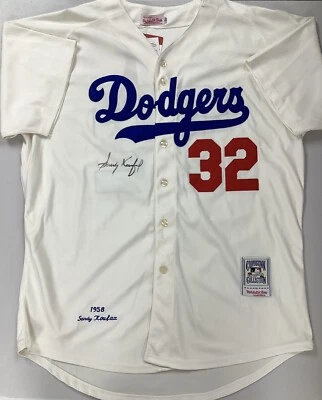 Sandy Koufax Signed Jersey #32 Baseball HOF Brooklyn Dodgers Home Autograph JSA - Image 1 of 4