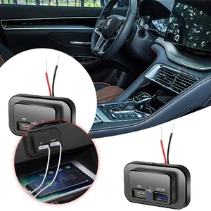 Car Charger Socket Dual USB Port Quick Charging Power Adapter Outlet Panel Mount - Picture 1 of 6