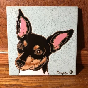 Juguete Fox Terrier Dog - azulejo pintado a mano por azulejo de calabaza - 6 x 6" - D133 - Imagen 1 de 1