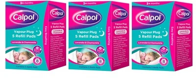 Calpol Vapour Plug 5 Refill Pads - Lavender & Chamomile x 3 Pack of 5 Pads
