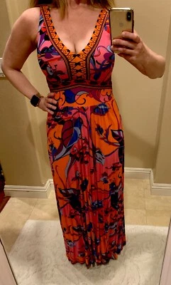 VESTIDO MAXI GEOMÉTRICO ELÁSTICO NUEVO SIN ETIQUETAS Hale Bob Anthropologie Talla X PEQUEÑO XS 2 4 Foto 1 de 4