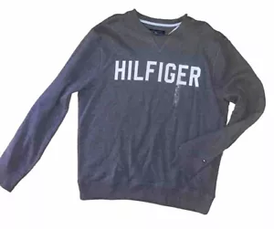 Tommy Hilfiger Crew Neck Sweatshirt Mens Large Gray Spelled Out Sweater Pullover - Picture 1 of 4