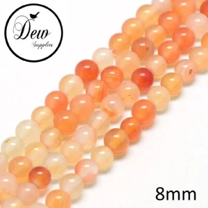 About 47 x Natural Carnelian Beads Strands 8mm Gemstone Beads stone Jewellery - Picture 1 of 2