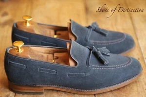 Loake Lincoln Blue Suede Leather Tasselled Shoes Loafers Mens UK 8.5 F US 9.5 - Picture 1 of 10
