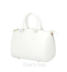 Borsa Diva's Bags Ottavia in pelle bianca con tracolla staccabile Made in Italy - Picture 1 of 3