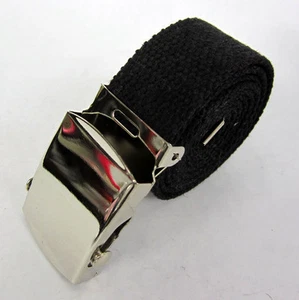 Choose color- WEB MILITARY STYLE CANVAS BELT W/ CHROME BUCKLE 40" X 1.25" - Picture 1 of 6