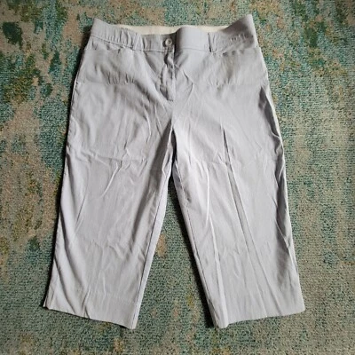Studio Works Petite Womens Size 16P Casual Capri Pants Blue White Stripes - Image 1 of 4