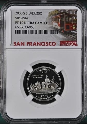 2000 S S25C WASHINGTON VIRGINIA QUARTER NGC PF70UCAM SILVER RARITY R3 TOP-POP Cover