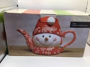Baum Brothers Style Eyes 3D Cheery Snowman Teapot Hand Painted NIB - Picture 1 of 8