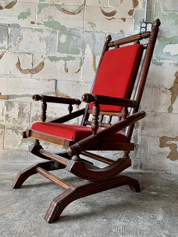 Antique Red 19th Century Victorian Glider Platform Rocking Chair Spindle 1800’s Cover
