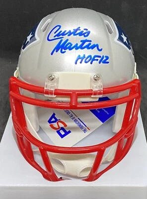 Curtis Martin NE Patriots Speed Mini Helmet With Hall Of Fame Inscription PSA - Image 1 of 4