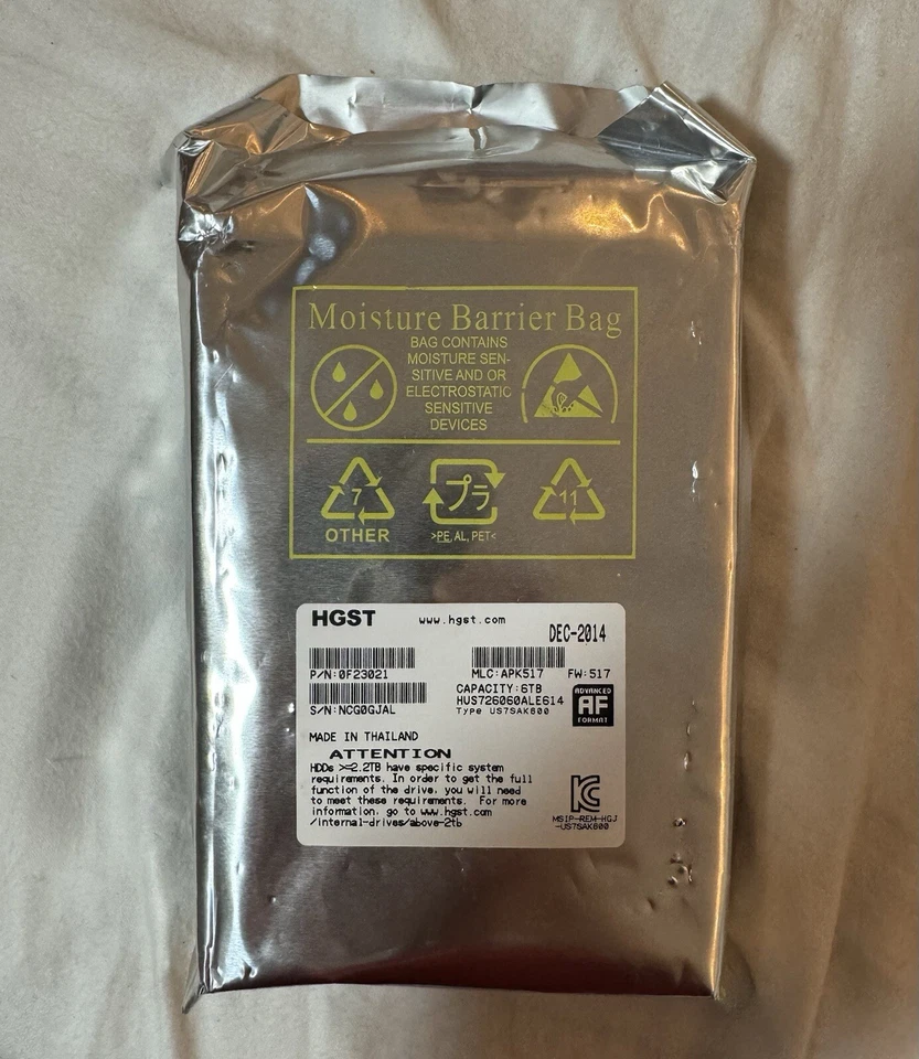 NEW Sealed HGST Ultrastar HUS726060ALE614 6TB 7200RPM 3.5” SATA HDD - Image 1 of 1