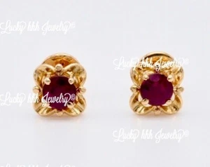 0.65ct 18k Solid Yellow Gold Natural Ruby Stud Earring prong set July Birthstone - Picture 1 of 5