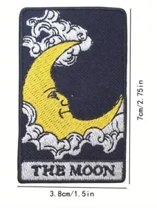 Tarjeta del Tarot La Luna Parche Gótico Punk Motociclista Emo Bruja Espacio Bordado Planchado - Imagen 1 de 2