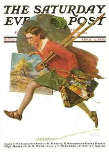 Impresión artística de portada de Norman Rockwell Saturday Evening Post 12 de abril de 1930 pintura húmeda - Imagen 1 de 2
