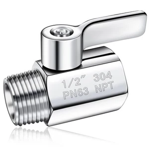 Shower Head Shut Off Valve 304 Stainless Steel Mini Ball Valve(1/2" Female X ... - Picture 1 of 7