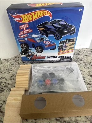 Hot Wheels 2pk Wood Racer Craft Kit- Black Panther/Capt America Marvel Avengers - Image 1 of 3
