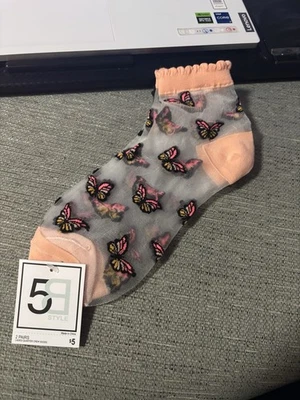 Mujer 2 Pares Mariposas Transparentes Transparentes Y Lunares Negros Gran Regalo Nuevo Foto 1 de 4