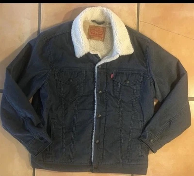 Chaqueta de pana azul forrada Levi’s Sherpa talla: abrigo de camionero mediano nuevo con etiquetas Foto 1 de 4