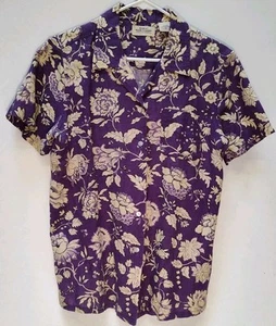 Tolles Northwest Damen Blumen Top Leinen/Baumwolle Button-Down Lila Medium  - Bild 1 von 7