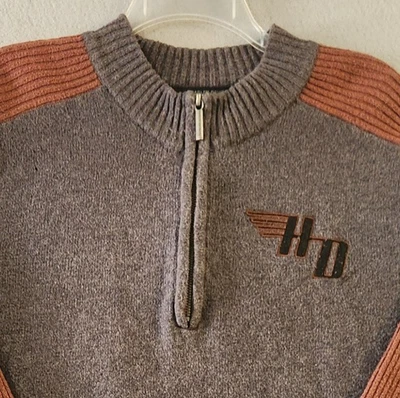 Harley-Davidson Mens Wool Blend Sweater Mens M 10% Wool 1/4 Zip Throwback Style - Image 1 of 4