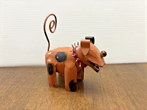 Volkskunst bemalt Metall Rüde Hund 2 Zoll x 2,5 Zoll Kunstwerk Land - Bild 1 von 6