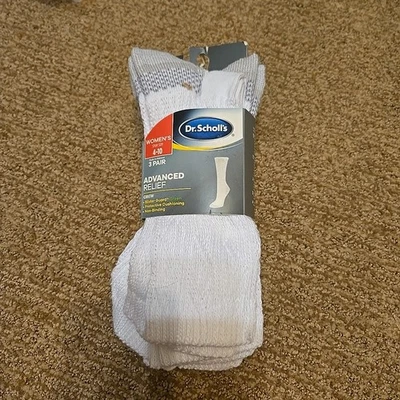 Dr Scholl's Women's 3 Pair Advanced Relief Crew Socks White Size 4-10 - Image 1 of 3