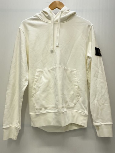 Felpa con cappuccio STONE ISLAND cotone bianco taglia M maglione casual macchiato #EG ADA