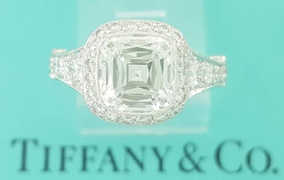 Tiffany & Co Legacy Cushion Diamond Halo Engagement Ring 2.73 ct Retail $59,000 - Image 1 of 4
