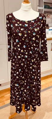 Aubergine Tiered Midi Dress with Floral Print by Kim & Co. Size M/M - Image 1 of 4