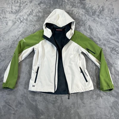 Chaqueta con Capucha Diamante Negra Para Mujer Mediana Verde Blanca Aislada Bolsillos con Cremallera Foto 1 de 4