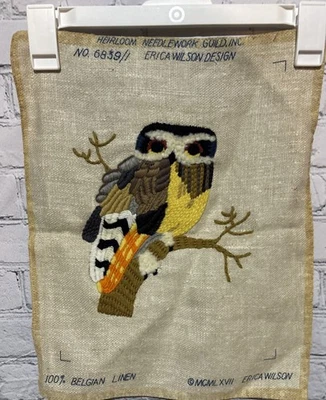 Arte completo vintage 1967 3D Owl Crewel Erica Wilson Heirloom MCM Foto 1 de 4