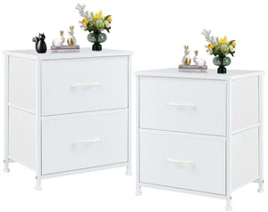 Nightstand Set of 2 with 2 Storage Drawers, 20" Height Small Bed Side Furnitu... - Picture 1 of 7