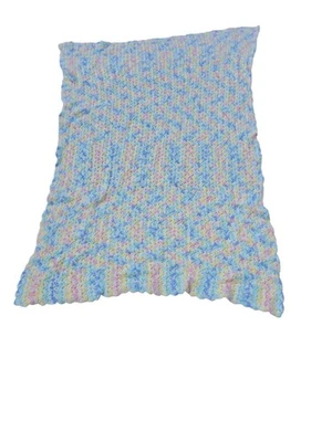 Handmade soft crochet baby pastel nursery blanket afghan 24" x 38" Wrap swaddle  - Image 1 of 4