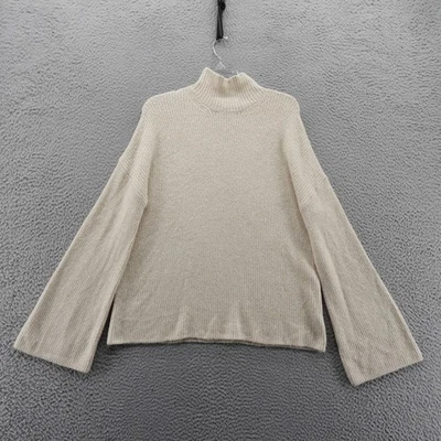 French Connection 模拟颈铃袖罗纹毛衣霜小号新品 — 第 1/4 张图片