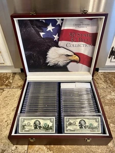 50 STATE $2 Dollar Bill Collection In Case World Reserve Monetary - Picture 1 of 7