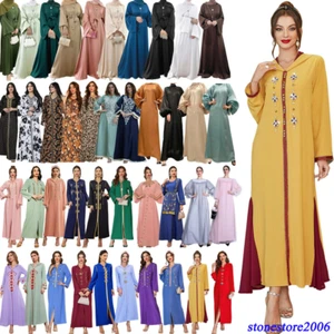 Abaya Kaftan Muslim Women Maxi Dress Floral Printed Dubai Party Gown Robe Caftan - Picture 1 of 266
