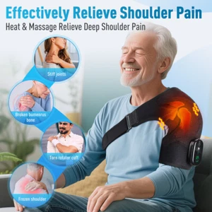 Shoulder Heating Pad Shoulder Vibration Massager Rotator Cuff Brace Pain Relief - Picture 1 of 8