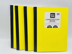 4 bolígrafo para cuaderno amarillo de 100 hojas de composición regulada universitaria + equipo hecho en EE. UU. - Imagen 1 de 11