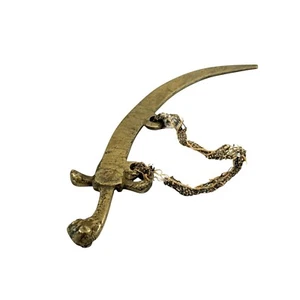 Antique Brass Decorative Scimitar Sword Wall Hanging Middle Eastern Style - Picture 1 of 6