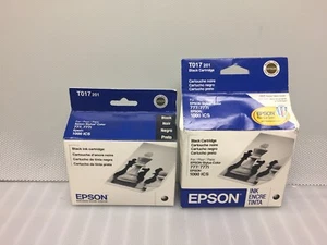 Lot 2 Genuine Epson T017 Black Ink 680 685 777 777i 1000 ICS T017201 OEM - Picture 1 of 2